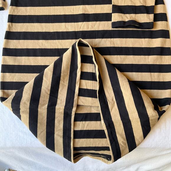 Introspect Women Dress size M Long Sleeve Stretchy Stripes Black & Beige NWT - Picture 7 of 9